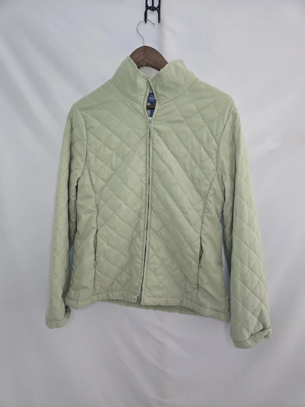 Natural Reflections Light Sage Quilted Zip Jacket Medium